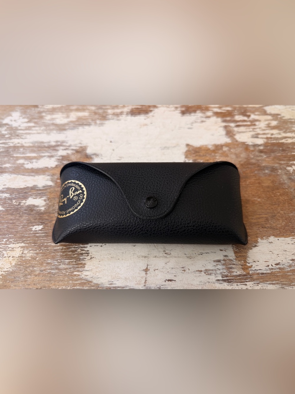 Ray-Ban Black Leather Sunglasses Case with Snap Closure